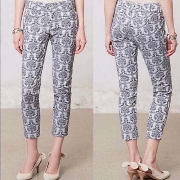 Anthropologie Cartonnier Charlie Ankle Floral Pant Grey, size 2 - Picture 2 of 12